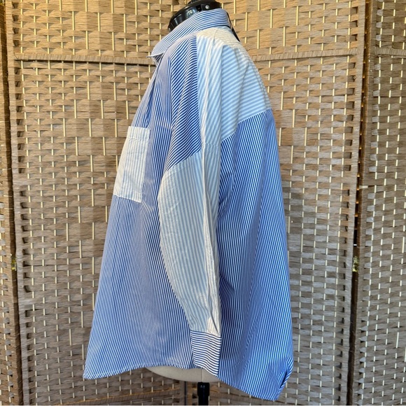 NWT French Connection blue & white striped shirt XL - Picture 10 of 14